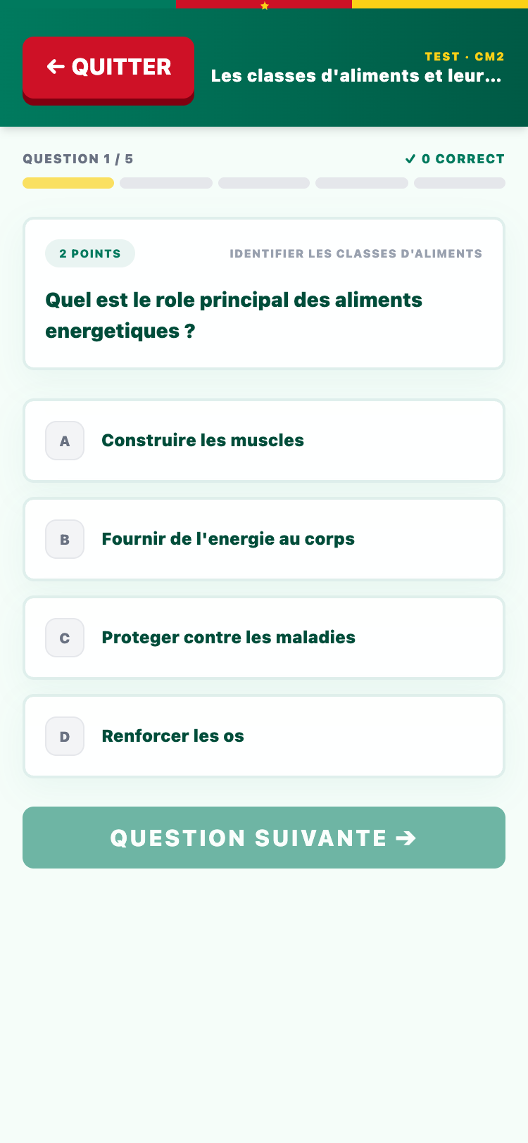 Exercice quiz interactif
